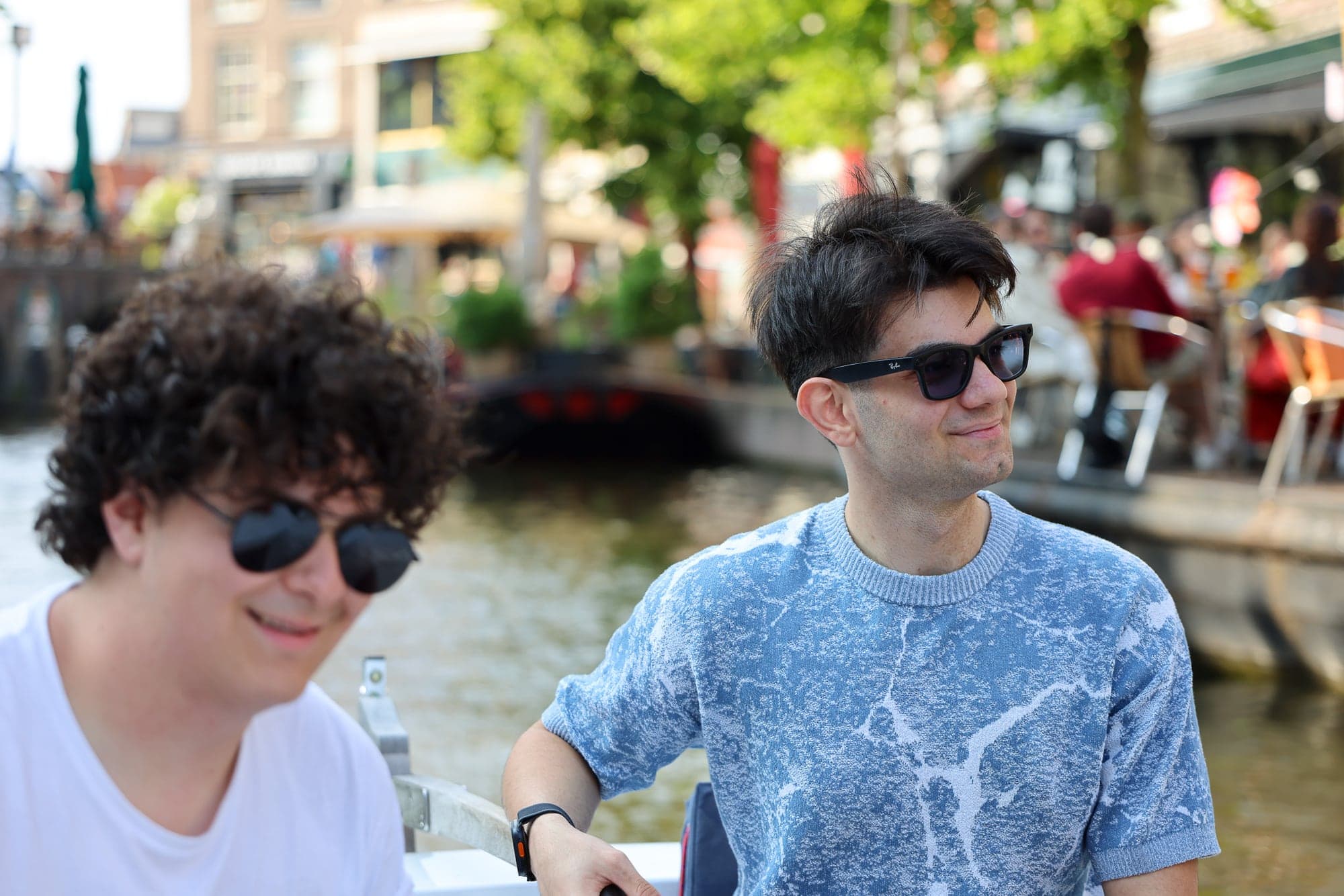 Two community members on a canal boat during a DROP DEX community day